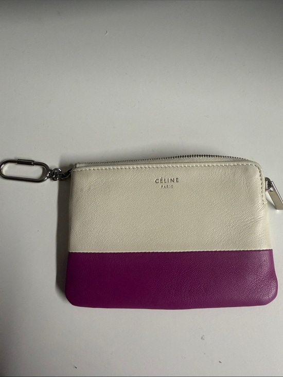 Celine Handbags - Celine Two-Tone Leather Pouch in Cream & Purple